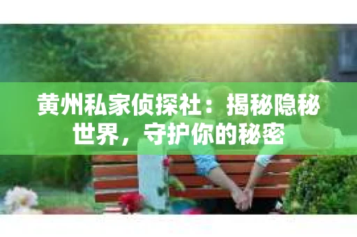 黄州私家侦探社：揭秘隐秘世界，守护你的秘密