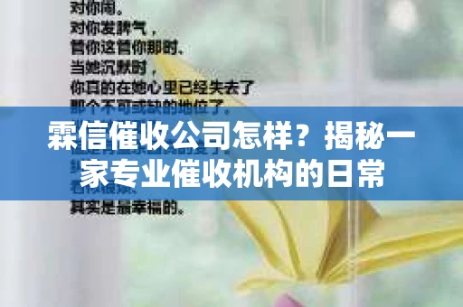 霖信催收公司怎样？揭秘一家专业催收机构的日常